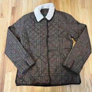 Lauren Ralph Lauren Faux-Sherpa Quilted Coat Jacket Women’s Small Used 3 Times